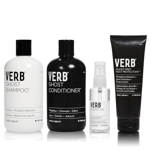 Verb Ghost Shampoo & Conditioner Duo, 12 fl oz + VERB Ghost Prep Heat Protectant, 4 fl oz + VERB Ghost Oil, 2oz Bundle