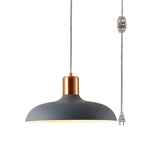 Instant On Hanging Swag Lamp no Wiring Needed Portable UL Listed Pendant Light with 15ft Plug-in UL Dimmable Transparency Cord Macaron Blue Lamp Iron Stoving Varnish Finished Lampshade Customizable
