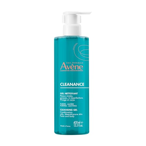 Avene Cleanance Cleansing Gel Soap Free Cleanser for Acne Prone, Oily, Face & Body, 13.5 Oz
