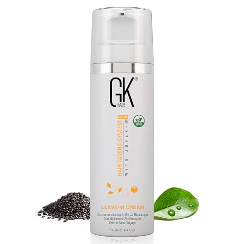 GK HAIR Global Keratin Leave In Conditioner Cream (4.4 Fl Oz/130ml) Conditioning Hydrating Smoothing Moisturizing & Frizz Control For Dry Damaged Hair Taming before Swimming or Exercise