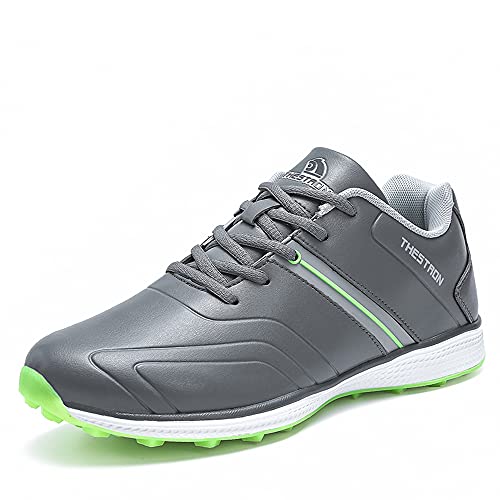 Waterproof Golf Shoes Men Professional Golf Sneakers Spikless Light Weight Walking Footwears Outdoor Male Walking Shoes (6.5,Gray)