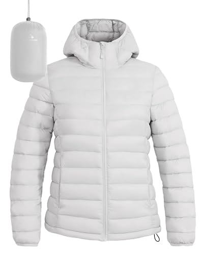 Pioneer Camp Women's Packable Puffer Jacket Winter Light Weight Water-Repellent Quilted Coat with Hood