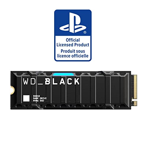 WD_BLACK 1TB SN850 NVMe SSD for PS5 Consoles Solid State Drive with Heatsink - Gen4 PCIe, M.2 2280, Up to 7,000 MB/s - WDBBKW0010BBK-WRSN