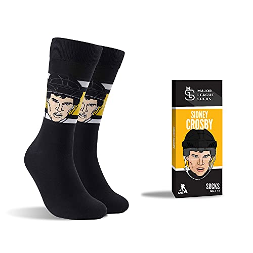 Major League Socks - Pittsburgh - Sidney Crosby Player Sock, Novelty Hockey Fan Gift, Unisex, One Size (7-13), Collectible, Apparel, Merchandise