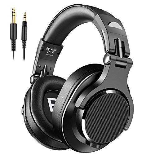 bopmen Over Ear Headphones - Wired Studio Headphones with Shareport, Foldable Headsets with Stereo Bass Sound for Monitoring Recording Keyboard Guitar Amp DJ Cellphone, Black