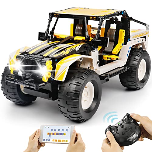 Remote & APP Control Jeep Building Toys for Boys - Erector Sets STEM Projects for Kids Age 8-12, Birthday Gifts for Boys 6 7 8 9 10 11 12 Year Old