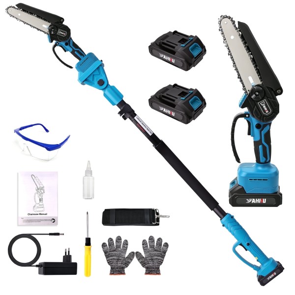 2 In 1 Cordless Pole Saw 6 Inch Pole Chainsaw Mini Handheld Chainsaw 15 Ft Extension Pole Saw For Effortless Tree Trimming