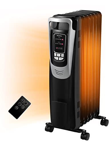 PELONIS Electric 1500W Oil Filled Radiator Heater with Safety Protection, LED Display, 3 Heat Settings and Five Temperature settings. Perfect for for Home or Office