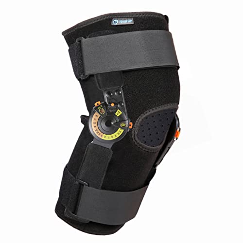 Nvorliy Hinged Orthopedic ROM Knee Brace with Side Stabilizers, Locking Knee Braces, Metal Knee Immobilizer Support for Post OP Recovery, Arthritis, ACL, PCL, Meniscus Tear-Fit Men & Women (Regular)