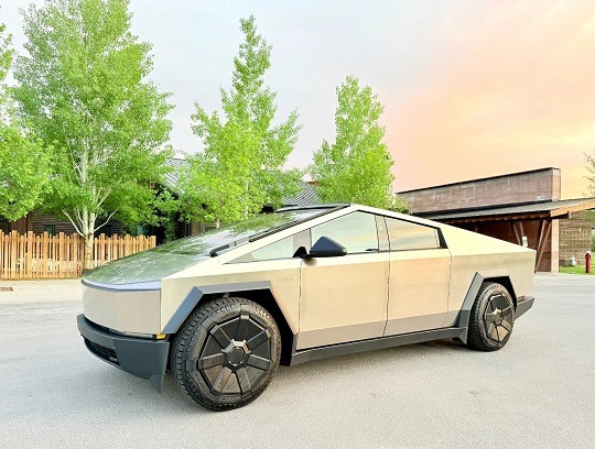 2024 Tesla Cybertruck Cyberbeast Foundation Series in Stainless Steel exterior, parked outdoors