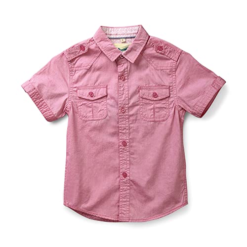 Boys' Short Sleeve Cotton Shirt 610A Pink Tag 100-2T