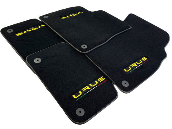 Floor Mats For Lamborghini Urus 2018-2023 Black Carpets Yellow Logo Stitching