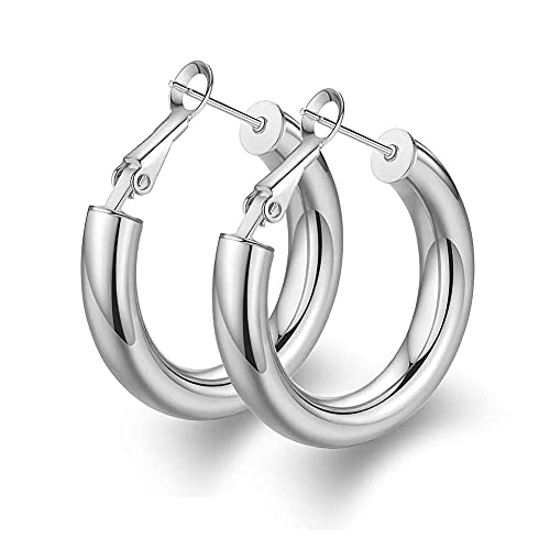 wowshow Chunky Thick Gold Tube Hoops Earrings for Women Girls
