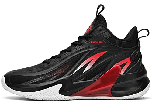 ASHION Mens Basketball Shoes Non Slip Sneakers Professional Basketball Sports Shoes for Men,Black Flame,EU39