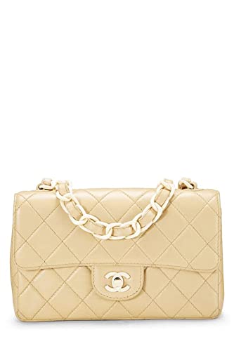 CHANEL, Pre-Loved Beige Lambskin Bekko Chain Flap Small, Beige