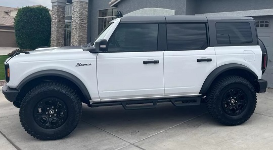 Front view of Black Ford Bronco Wildtrak Wheel showcasing gloss black finish