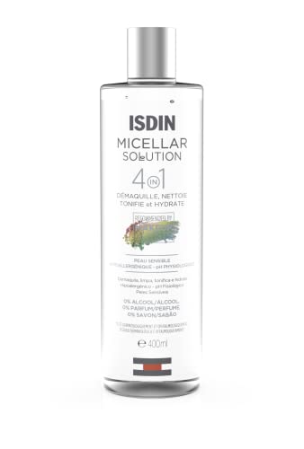 ISDIN Micellar Solution, 4 in 1 Makeup Remover, Cleanser, Hydrating Toner - Suitable for Sensitive Skin, 13.5 Fl. Oz