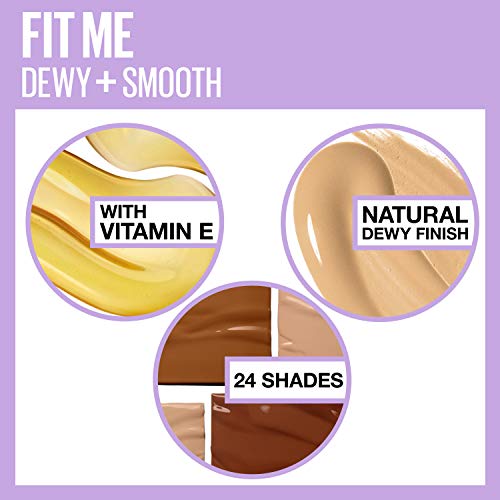 Maybelline Fit Me Dewy + Smooth Foundation Makeup, Nude Beige, 1 Count