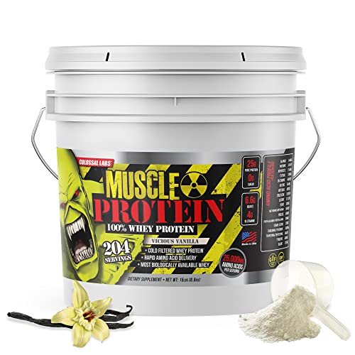 Colossal Labs 100% Whey Protein Powder Isolate | Fast-Absorbing Workout Supplements | Men and Women | 25g Pure Protein | 5.5g BCAAs per Serving | Vicious Vanilla, 12 Pound (Pack of 1) 162 Servings