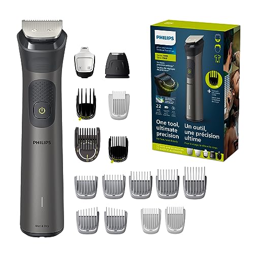 Philips Multi Groomer All-in-One Trimmer Series 7000, Mens Grooming Kit with Trimmer for Beard, Head, Hair, Body, Groin, Nose and Face, NO Blade Oil Needed, MG7960/28