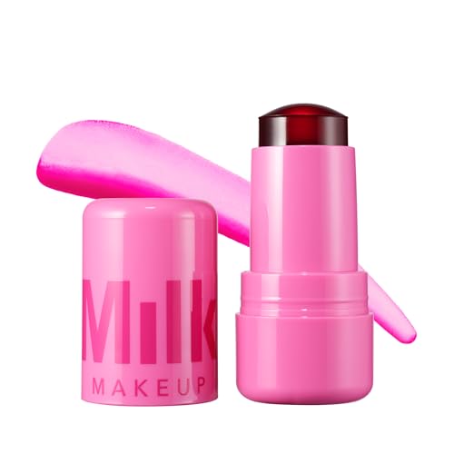 Milk Makeup Cooling Water Jelly Tint – Sheer Lip + Cheek Stain with Vegan Collagen, Seawater + Aloe – Hydrating, Long-Lasting, Buildable Lip Tint + Blush – Burst, 0.17 oz