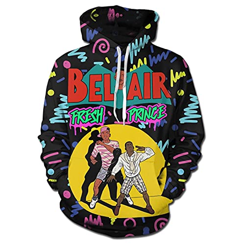 DLPZW 90s Bel-Air 3d Printing Classic Hoodie Funny Hoody For Unisex Bel-Air-06-X-Large