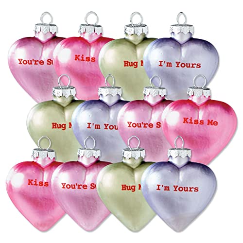 Pastel Candy Heart Glass Valentine's Day Ornament
