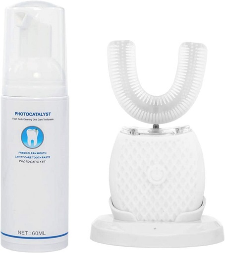 Ultrasonic Automatic Toothbrush u Shaped Toothbrush Whole Mouth Toothbrush Toothbrush for Adults 360°Electric Toothbrush 30'' Automatic Timer Washable Travel Home Dual-use