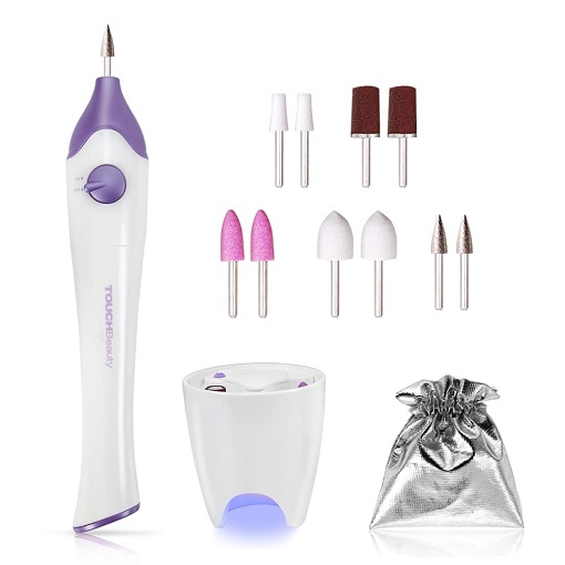 TOUCHBeauty Electric Nail File with 10pcs Nail e Drill Bits, Nail Polishing Device for Natural Fingers and Toes Care TB-1335 Purple