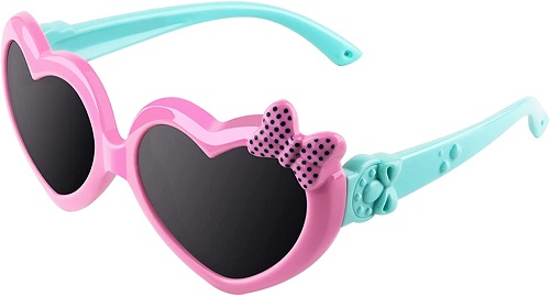 CGID Soft Rubber Kids Girls Heart shaped Polarized Sunglasses for Children,K78
