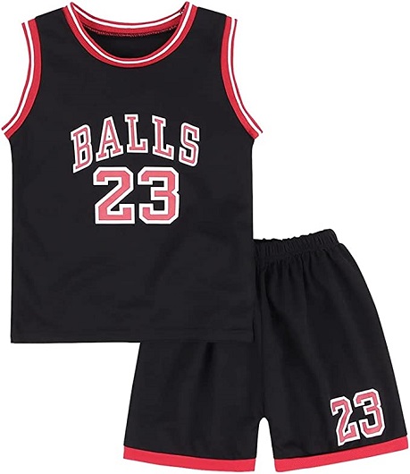 Toddler Kid Basketball Jersey Outfit Baby Boy Girl Letters Tank Top + Track Shorts Sets Boy Summer Clothes (Black, 3-4T)