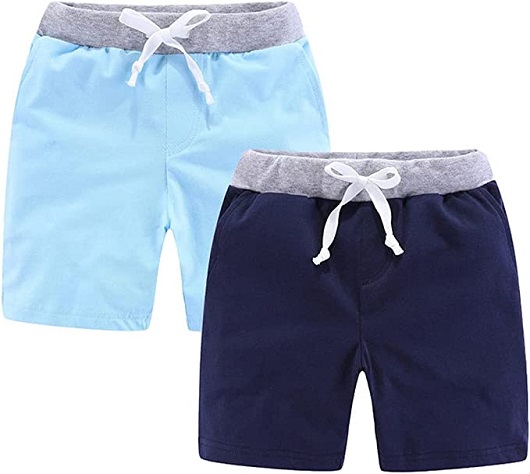 Mud Kingdom Toddler Boys Shorts 2 Pack Elastic Waist Sky Blue and Navy Blue 3T