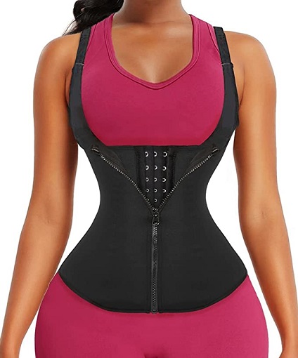GainKee Clip and Zip Waist Trainer Corset Women Neoprene Workout Sweat Vest Body Shaper (Small, Vest) Black