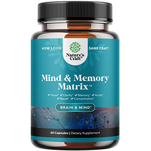 Mind and Memory Supplement for Brain Health - Nootropics Brain Support Supplement for Mental Focus Concentration and Performance - Brain Vitamins Blend for Cognitive Function Energy and Focus Support