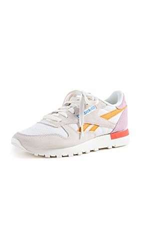 Reebok Women's Classic Leather Sneakers, Chalk/Ochre/Infused Lilac, Off White, 7 Medium US