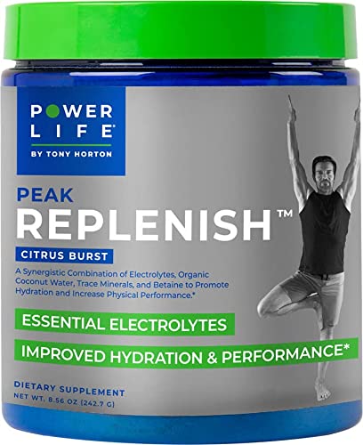 Tony Horton PowerLife Peak Replenish - Vegan Electrolyte Powder for Improved Hydration & Performance, Citrus Burst Flavor, 30 Servings