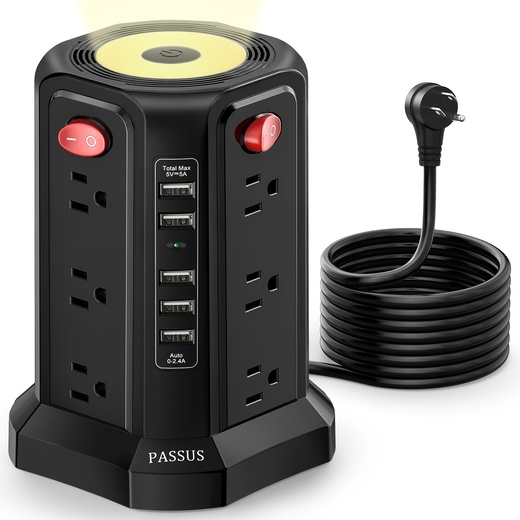 12-Outlet Power Tower Surge Protector with 10FT extension cord.