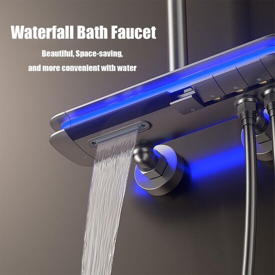Broncho Thermostatic Shower System Rain Shower Head Set Lamp Faucet Rain Shower System Hot Cold Mixer Shower Set with Handheld, Spray Gun, Exposed Shower Combo Set
