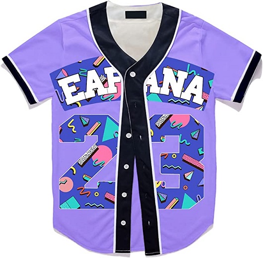 Mens Womens Baseball Jersey for 80s 90s Theme Birthday Party Short Sleeve Button Down Hip Hop Tunic Tee Shirts T088-Lavender-XXL