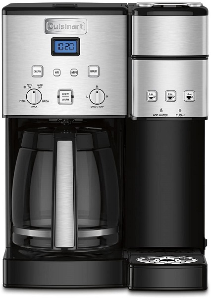 Cuisinart SS-15P1 Coffee Center 12-Cup Coffee Maker and Single-Serve Brewer, Single Serve Brewer Offers 3-Sizes–6-Ounces, 8-Ounces and 10-Ounces, Stainless Steel/Black