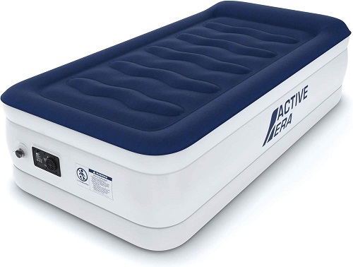 Active Era Luxury Twin Size Air Mattress (Single) - Elevated Inflatable Air Bed, Electric Built-in Pump, Raised Pillow & Structured I-Beam Technology, Height 21"
