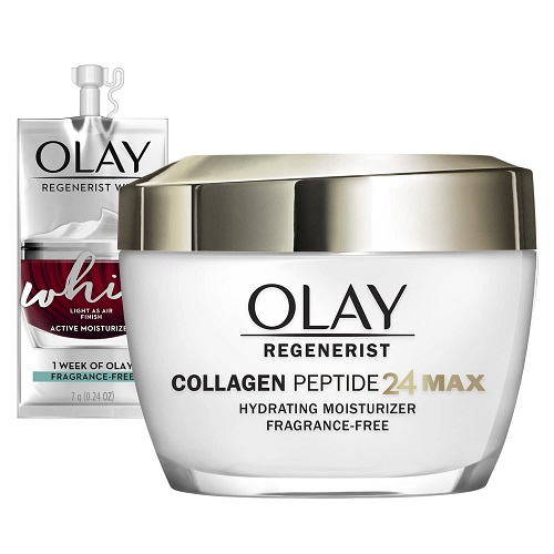 Olay Regenerist Collagen Peptide 24 MAX Hydrating Face Moisturizer, 1.7 oz + Whip Face Moisturizer Travel/Trial Size Mothers Day Gifts Set