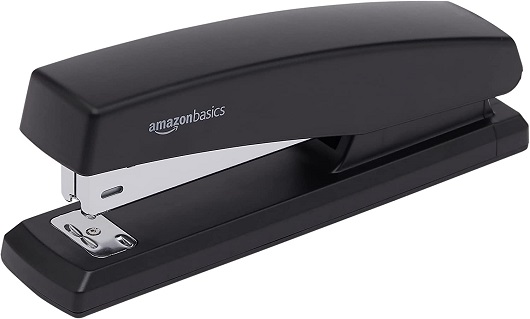 Amazon Basics Stapler with 1000 Staples, for Office or Desk, 10 Sheet Capacity, Non-Slip, Black