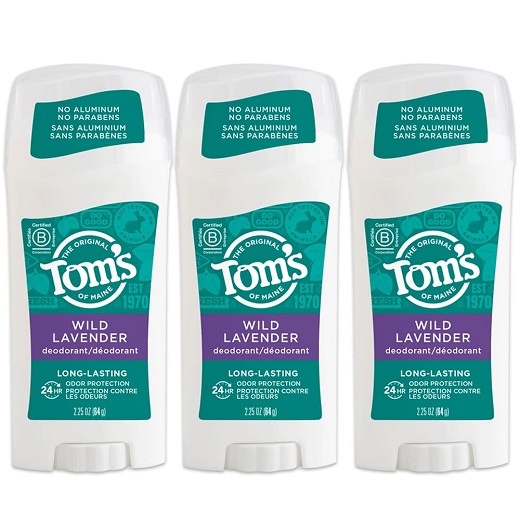 Tom's of Maine Long-Lasting Aluminum-Free Natural Deodorant for Women, Wild Lavender, 2.25 oz. 3-Pack (Packaging May Vary)