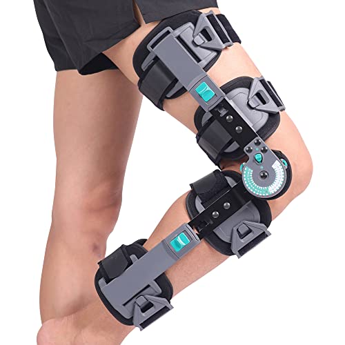 DOUKOM Hinged Knee Brace, Post Op ROM Adjustable Recovery Support for ACL, PCL, MCL, Meniscus Tear & Arthritis, Orthopedic Guard Immobilizer Stabilizer,One Size