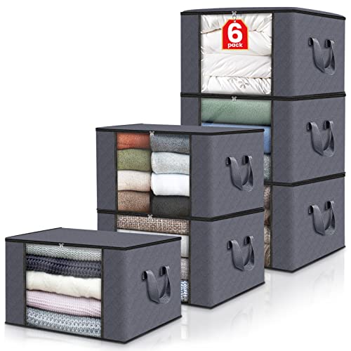 Fab Totes 6 Pack Storage Bins - Organize clothes, comforters, blankets in style.