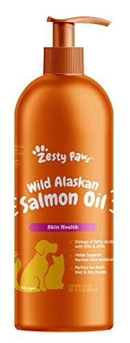 Pure Wild Alaskan Salmon Oil for Dogs & Cats - Supports Joint Function, Immune & Heart Health - Omega 3 Liquid Food Supplement for Pets - Natural EPA + DHA Fatty Acids for Skin & Coat - 16 FL OZ…