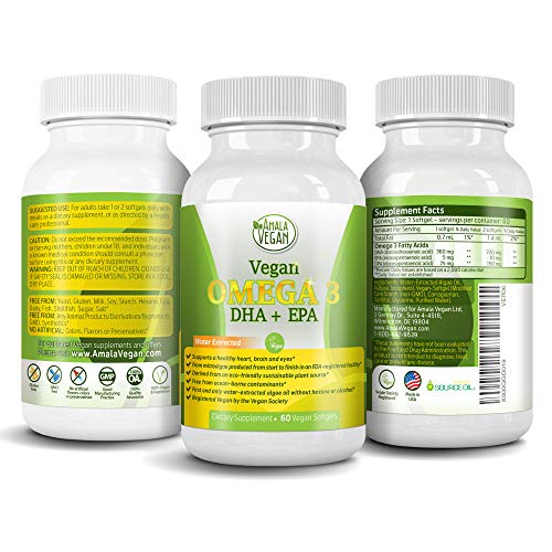 POTENT VEGAN OMEGA 3 Supplement: Better Than Fish Oil! Plant Based Water Extracted Algae Oil- DHA EPA DPA Fatty Acids- Non GMO- Improve Immune System, Joint, Heart, Skin & Brain Health- 2 Month Supply