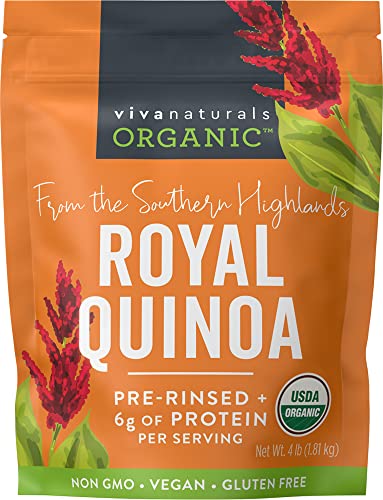 Organic Quinoa (4 lb) - Gluten Free and Vegan Complete Plant Protein, Easy to Use Source of Fiber and Iron, USDA Organic and Pre Washed, Non-GMO Whole Grain Rice and Pasta Substitute