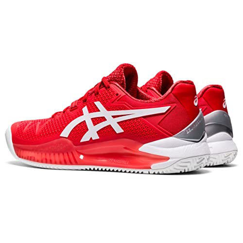 ASICS Women's Gel-Resolution 8 Clay Tennis Shoes, 6, Fiery RED/White